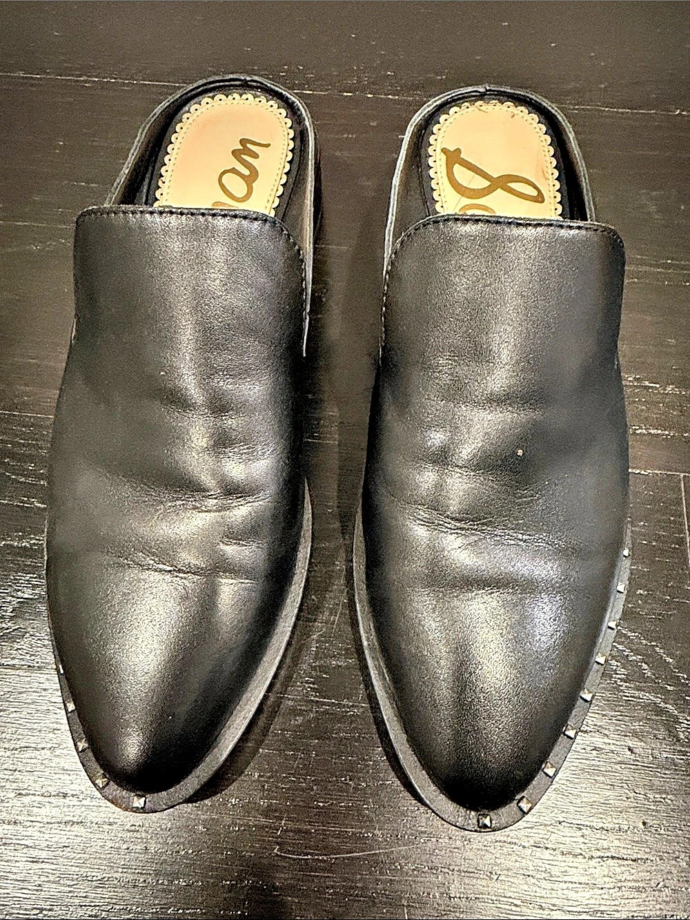 Sam Edelman Black Studded Mules US 4.5